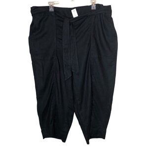 NEW Lane Bryant Wide Leg Linen Blend Crop Pants Plus Size 22 Pull On Pockets NWT